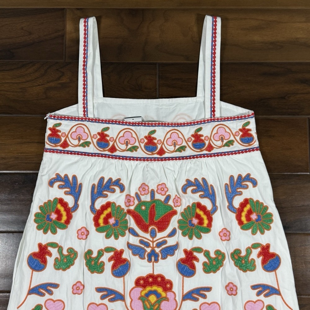 J.Marie Women's Size Large White Embroidered Sleeveless Landon Midi Dress - Picture 8 of 12